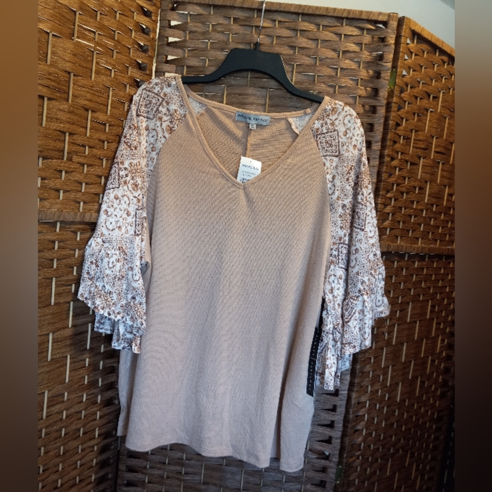 Absolutely Famous Bell Sleeve V-neck Blouse Top